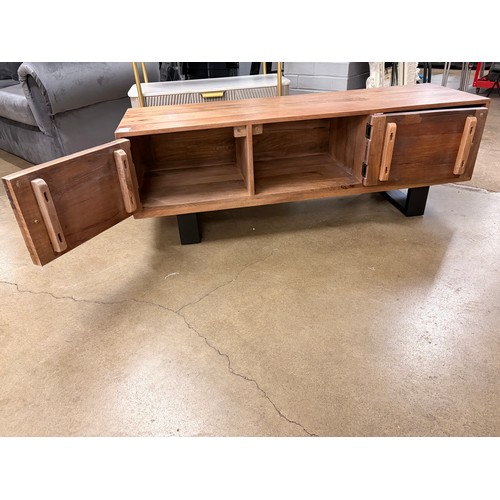 3280 - A Noir reclaimed railway sleeper wood two door TV cabinet   * This lot is subject to VAT