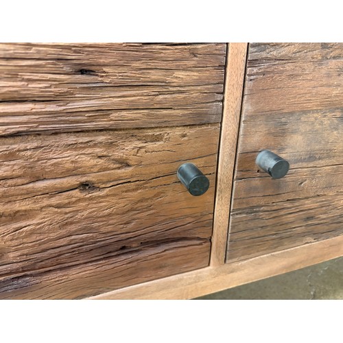 3280 - A Noir reclaimed railway sleeper wood two door TV cabinet   * This lot is subject to VAT