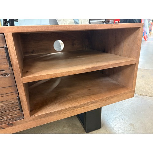 3280 - A Noir reclaimed railway sleeper wood two door TV cabinet   * This lot is subject to VAT