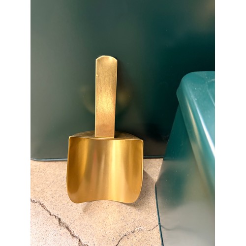 A pair of metal decorative scuttles