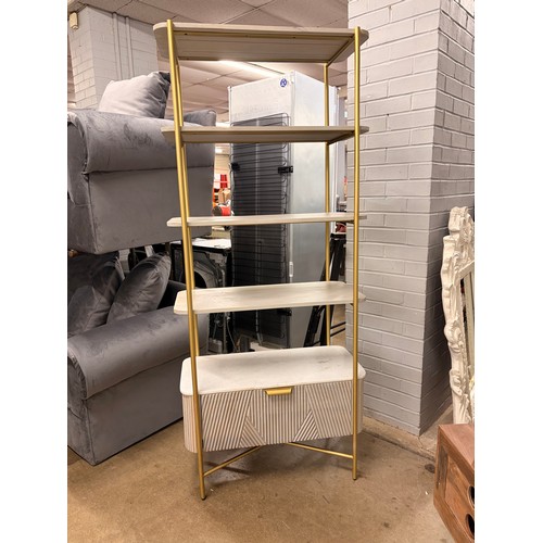 3283 - A Cleo mango wood and marble bookshelf * This lot is subject to VAT