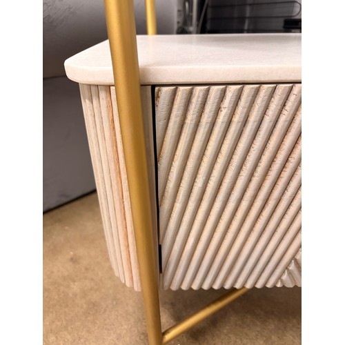 3283 - A Cleo mango wood and marble bookshelf * This lot is subject to VAT