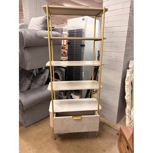 3283 - A Cleo mango wood and marble bookshelf * This lot is subject to VAT
