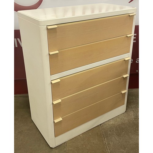 58 - A Stag white painted and oak five drawer chest of drawers