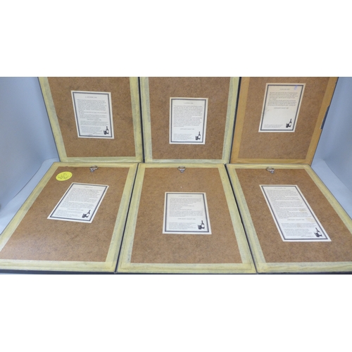 A framed set of six Guinness advertising posters, each signed by the ...