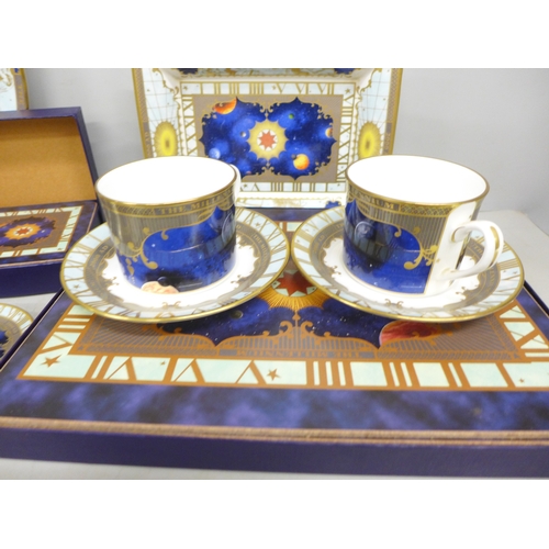 2066 - A collection of Royal Worcester 'To Celebrate The Millennium 2000AD' china, large plate, two trios, ... 
