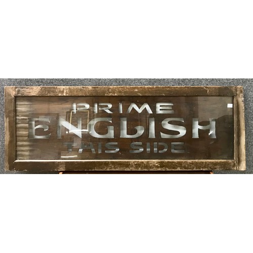 256 - An oak Prime English This Side advertising sign