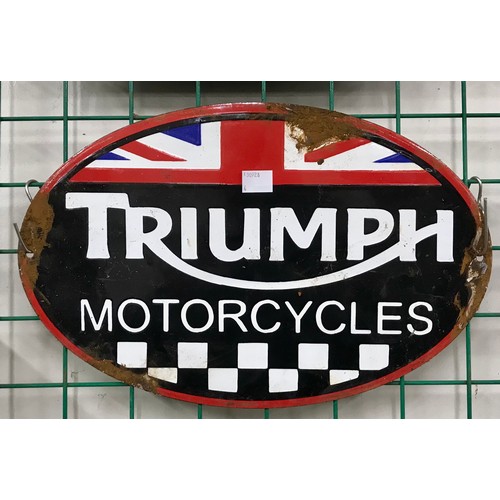266 - A Triumph Motorcycles enamelled metal advertising sign