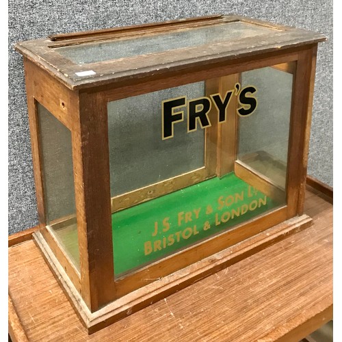 271 - An early 20th Century oak counter top shop cabinet, bearing Fry's Chocolate inscription