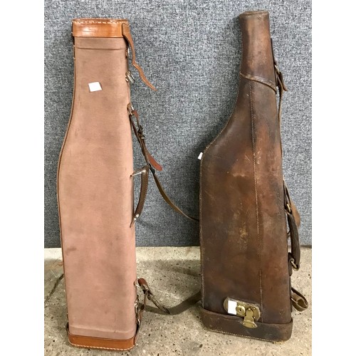 255 - Two leather and cloth gun cases