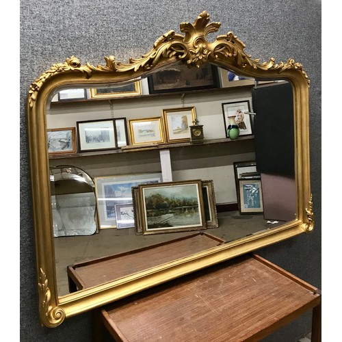 284 - A French Rococo style gilt framed overmantel mirror
