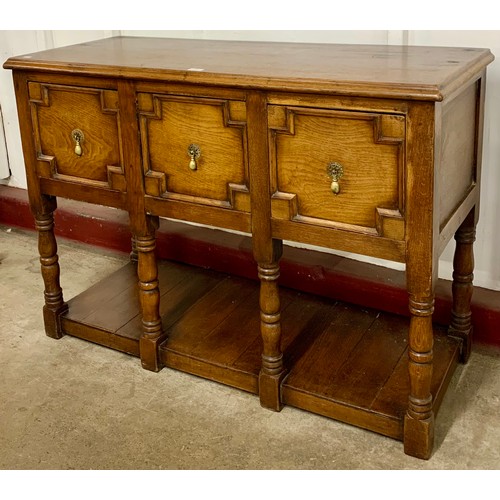 72 - An early 20th Century Jacobean Revival geometric moulded oak dresser
