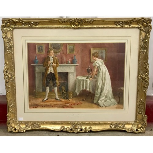 298 - George Goodwin Kilburne (1839-1924) Afternoon Tea, watercolour and gouache, framed