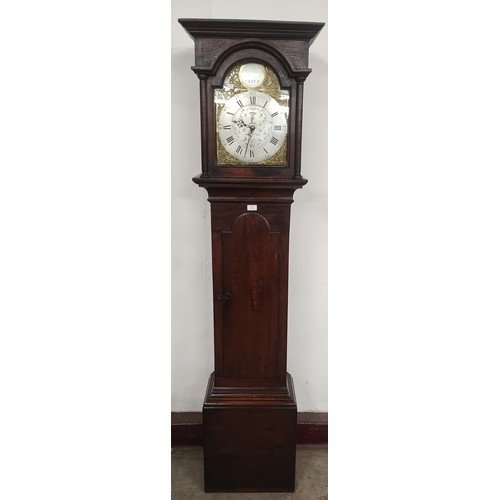 86 - A George II oak longcase clock, the brass dial signed Thomas Harben, Cliff