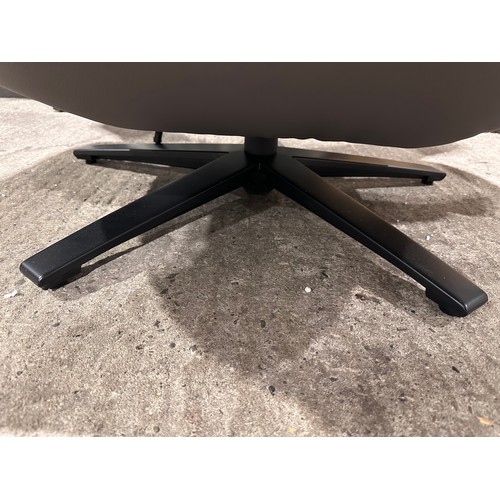 3003 - A dark grey leather electric reclining swivel chair