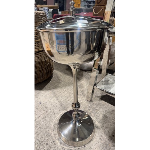 3004 - A chrome effect 4 bottle floor standing champagne holder (boxed and unchecked)
