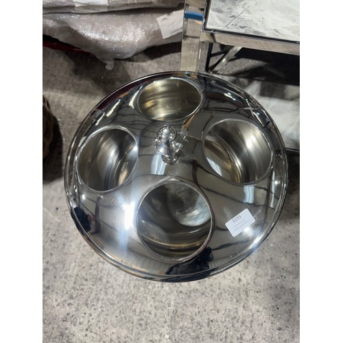 3004 - A chrome effect 4 bottle floor standing champagne holder (boxed and unchecked)