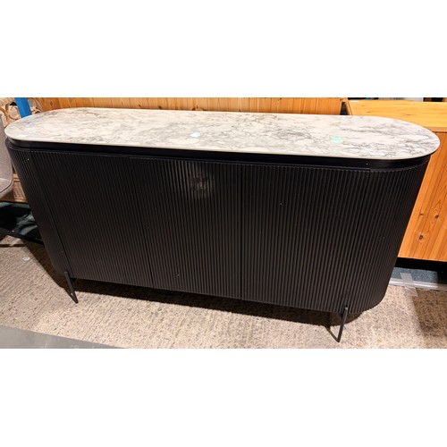 3007 - A Kos black 3 door sideboard with a ceramic top *This lot is subject to VAT