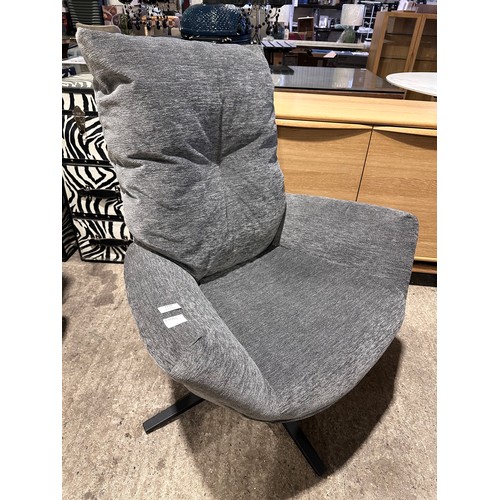 3012 - A grey fabric swivel/rocking chair with footstool