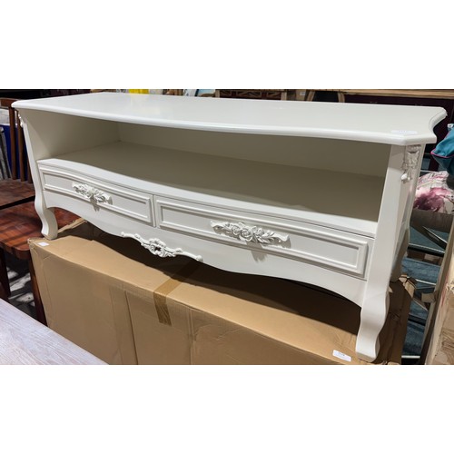 3026 - A white Applby two draw media unit (drawers require attention)