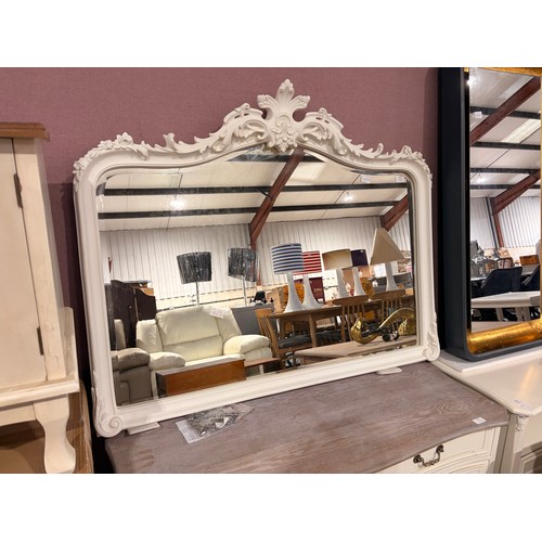 3027 - A white Laura Ashley Patricia overmantel mirror
