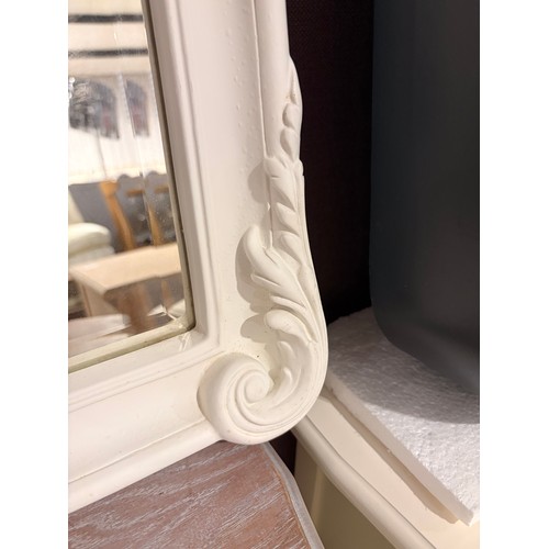 3027 - A white Laura Ashley Patricia overmantel mirror