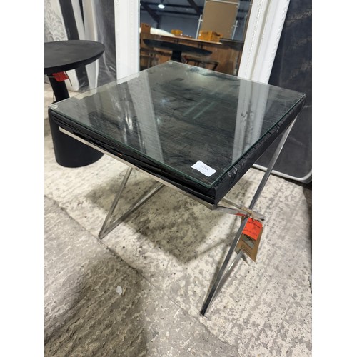 3028 - An Orisa reclaimed black railway lamp table *This lot is subject to VAT