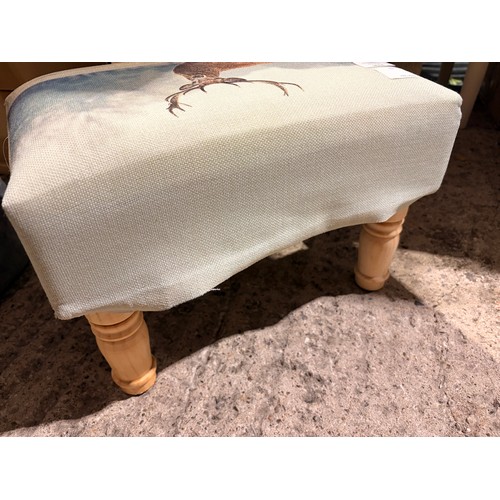 3030 - A small stag print footstool (fabric requires attention)