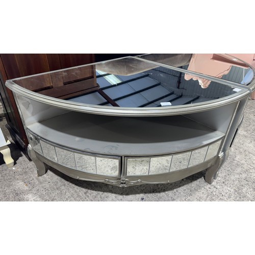 3043 - Three mirrored two drawer corner media units (marked/damaged)