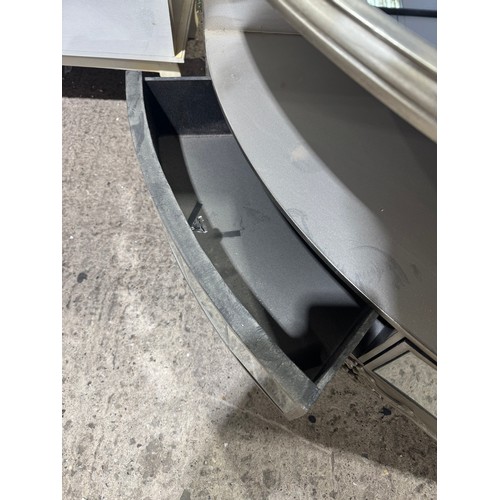 3043 - Three mirrored two drawer corner media units (marked/damaged)