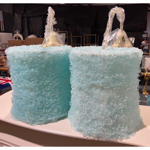 3051 - A pair of light blue ceiling pendants