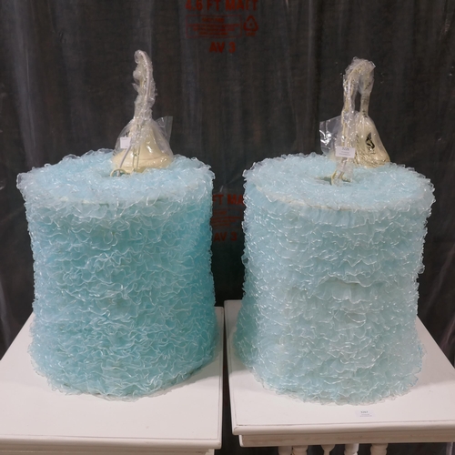 3051 - A pair of light blue ceiling pendants