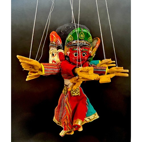 2194 - A vintage four faced Bhaktapur Nava Durga Dancers marionette puppet