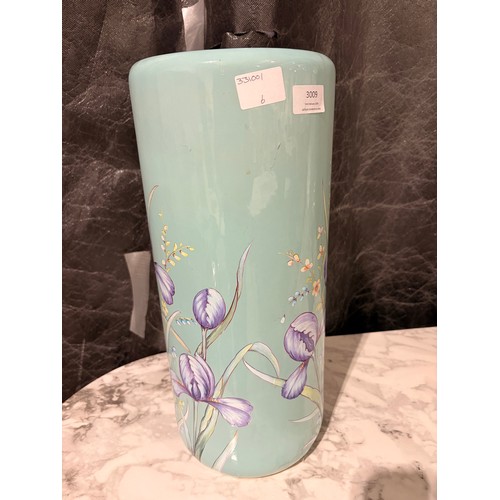 3009 - A duck egg blue floral patterned umbrella stand