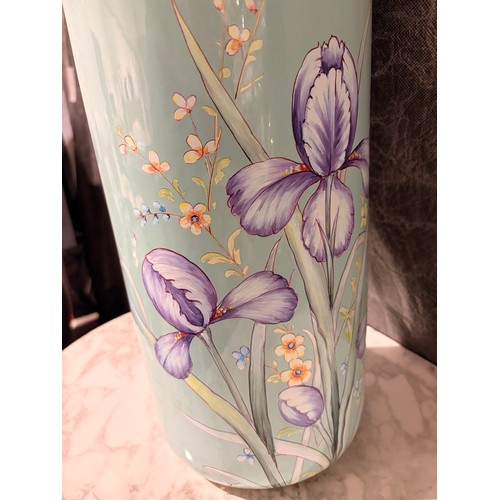 3009 - A duck egg blue floral patterned umbrella stand
