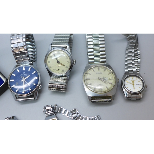 7177 - A collection of mechanical wristwatches including a Corvette, in original box, a lady's Seiko 5 auto... 