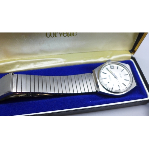 7177 - A collection of mechanical wristwatches including a Corvette, in original box, a lady's Seiko 5 auto... 