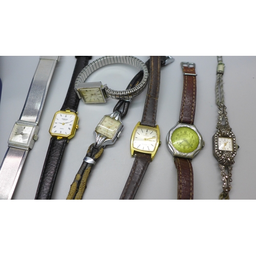 7179 - A lady's Raymond Weil gold plated wristwatch, a lady's Omega wristwatch, and other watches including... 