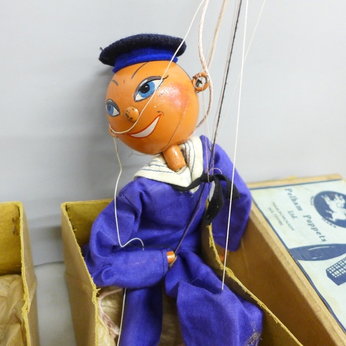 2024 - Two vintage Pelham puppets, boxed