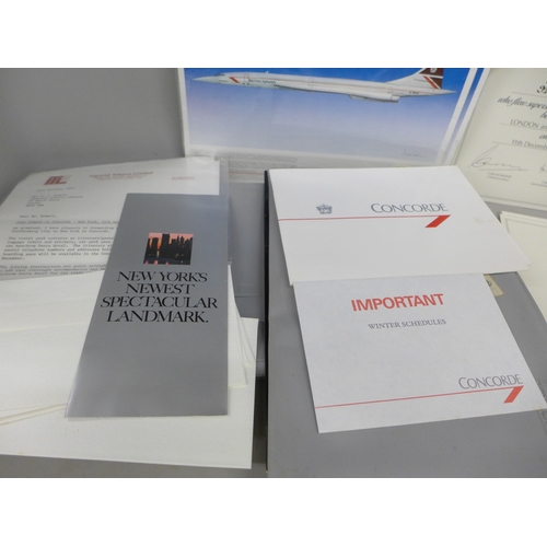2040 - A collection of Concorde ephemera, John Player World Tour on Concorde, 11th December 1985, including... 