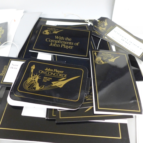 2040 - A collection of Concorde ephemera, John Player World Tour on Concorde, 11th December 1985, including... 