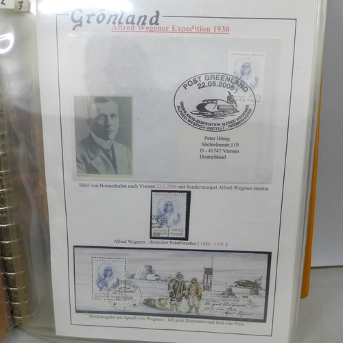 2047 - Stamps; an album of covers, etc., relating to various expeditions of Greenland, many signed