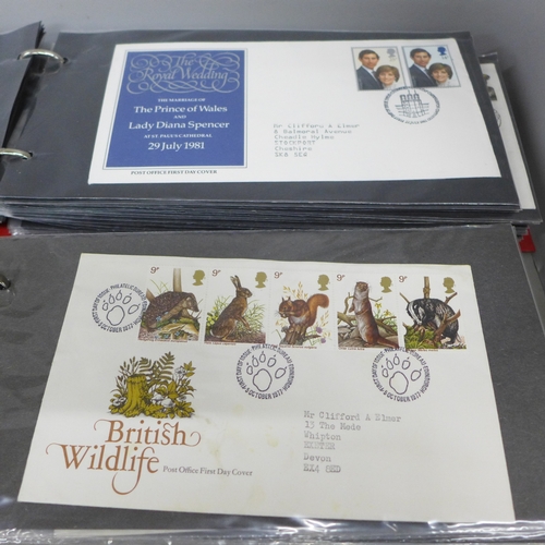 2052 - Stamps; four albums containing first day covers, 1960s, 70s and 80s, approximately 180 first day cov... 