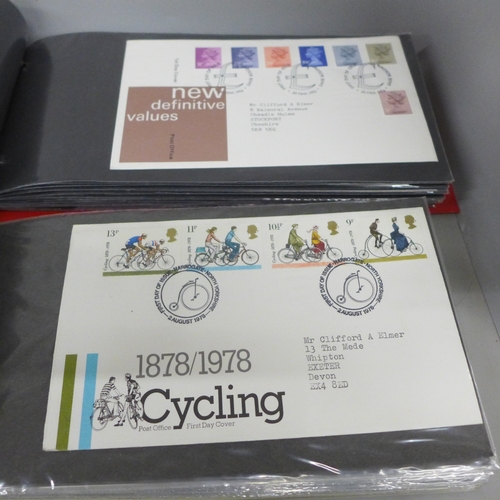 2052 - Stamps; four albums containing first day covers, 1960s, 70s and 80s, approximately 180 first day cov... 