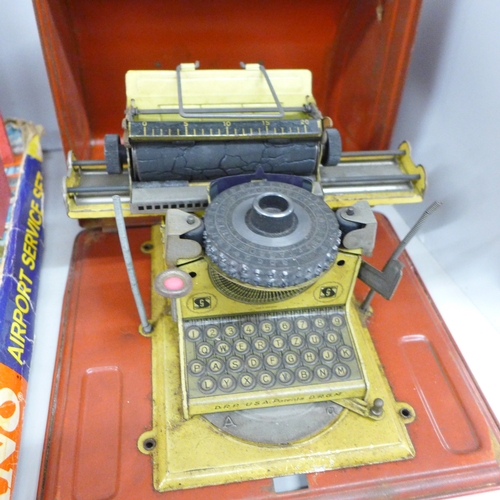 2059 - A Meccano Airport service set, two Airfix models, Brake Van and Lowmac, a vintage Touring England bo... 