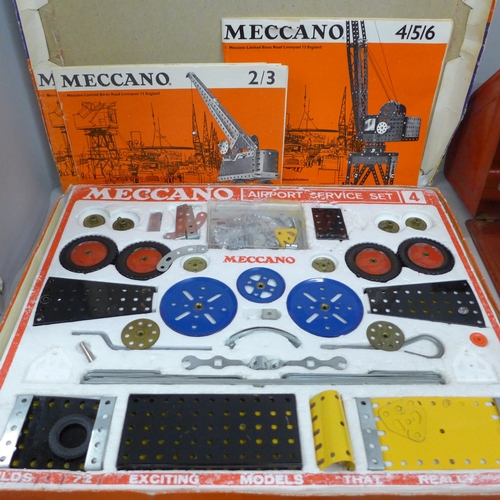 2059 - A Meccano Airport service set, two Airfix models, Brake Van and Lowmac, a vintage Touring England bo... 