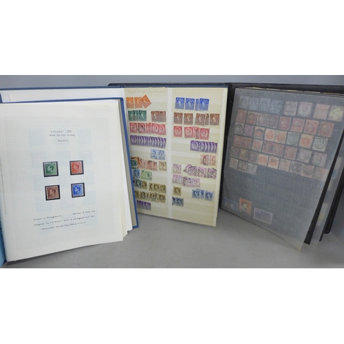 2143 - A collection of stamps in three albums, some British stamps dating back to 1930s onwards, British st... 