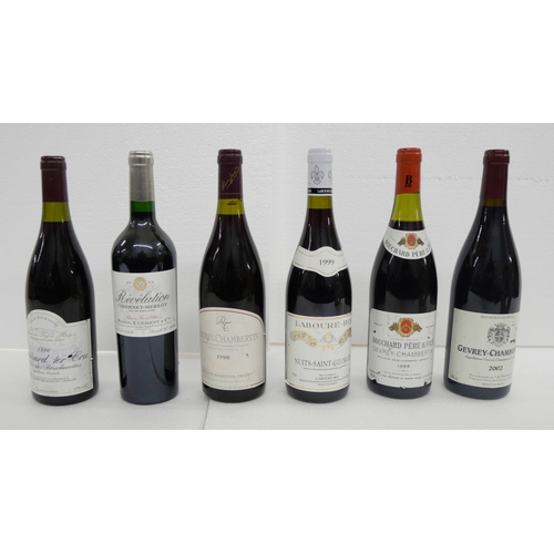 2196 - Six bottles of wine; Cabernet, Merlot, Nuits-Saint-Georges, Gevrey Chambertin, Pommard Cru