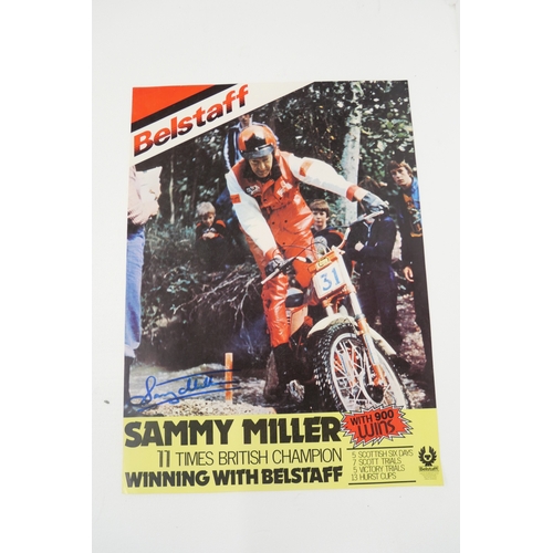 2205 - A signed Sammy Miller motorcycle vintage trials poster sponsored by Belstaff
