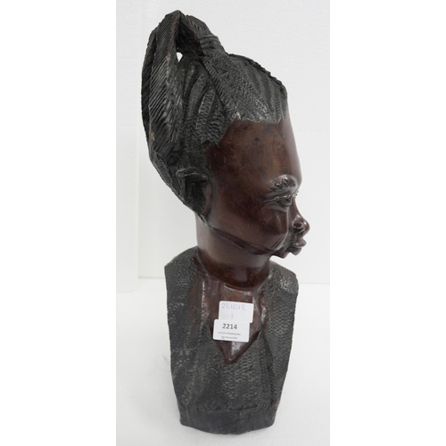 2214 - An African hardwood carved female bust, 40cm h